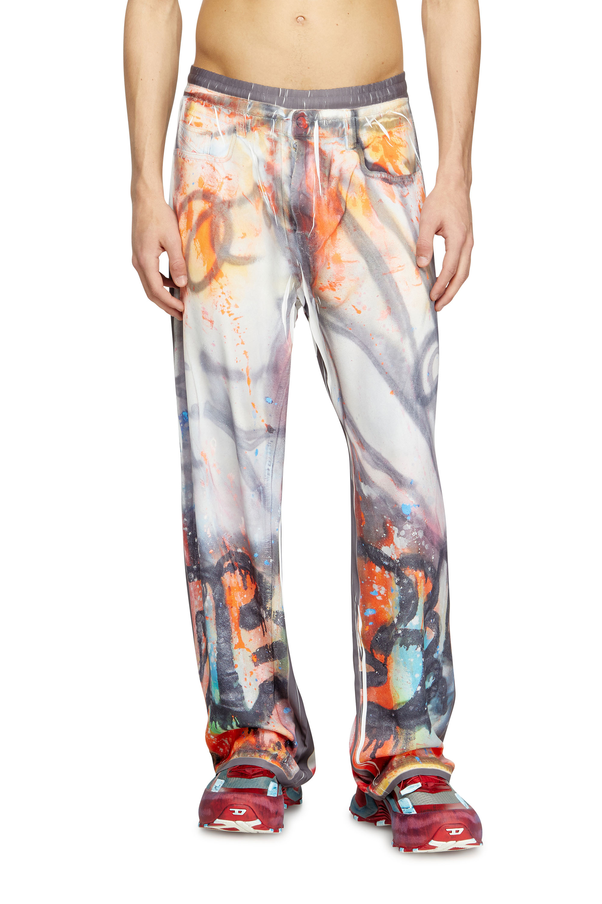 Diesel - P-AFTER-GRAFFITI-USA, Unisex's Relaxed pant with graffiti print in Grey - 1